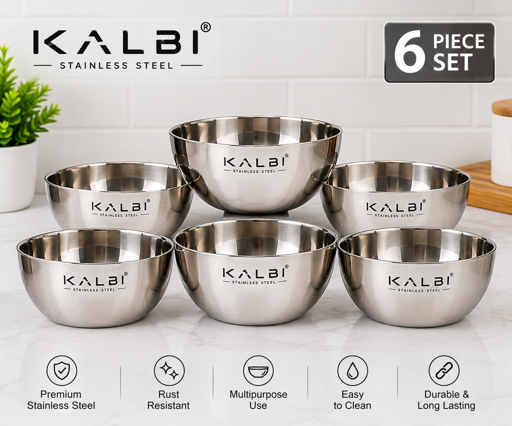 Stainless Steel Kitchen Bowls Set | Multipurpose Mixing & Serving Bowls