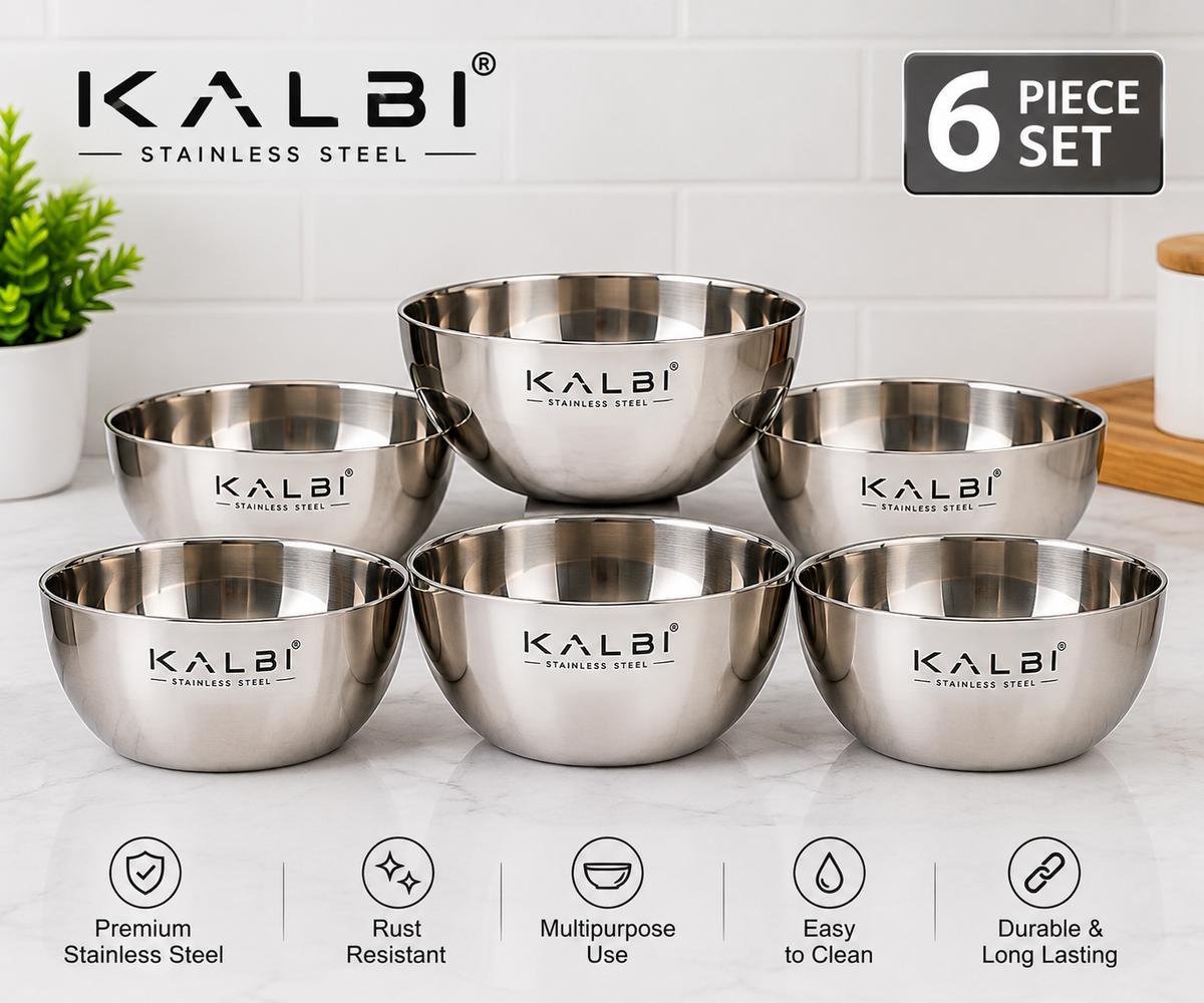 Stainless Steel Kitchen Bowls Set | Multipurpose Mixing & Serving Bowls