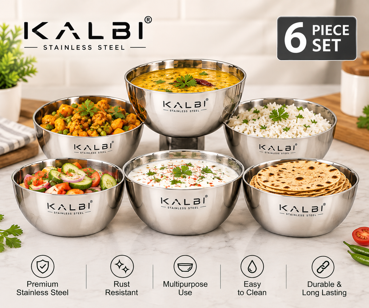 Stainless Steel Kitchen Bowls Set | Multipurpose Mixing & Serving Bowls