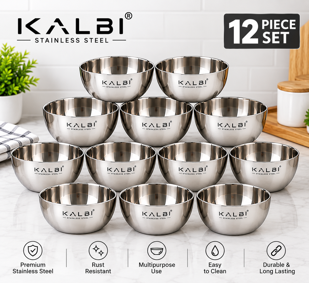 Stainless Steel Kitchen Bowls Set | Multipurpose Mixing & Serving Bowls