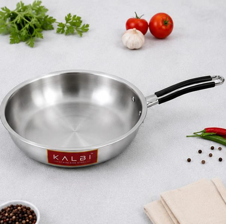 Triply Stainless Steel Fry Pan with Lid | Heavy Duty Cookware