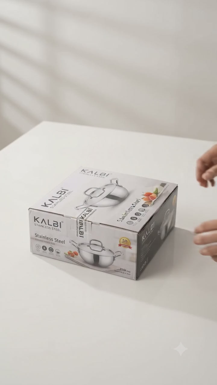 Triply Stainless Steel Kadhai with Lid | Heavy Duty Cookware